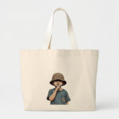 Minimalist Boy Illustration Tote Bag Jumbo Stoffbeutel (Vorne)