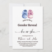 Minimalist Boy or Girl Baby Boots Gender Reveal Einladung (Vorderseite)