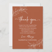 Minimalist Branch Leaf Custom Picture Wedding Dankeskarte (Vorderseite)