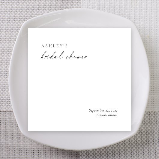 Minimalist Bridal Shower Napkins | Modern Elegant Serviette