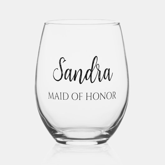 Minimalist Bridesmaid Gift Weinglas Ohne Stiel (Vorderseite)