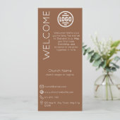 Minimalist Brown Church Connection Card Einladung (Stehend Vorderseite)