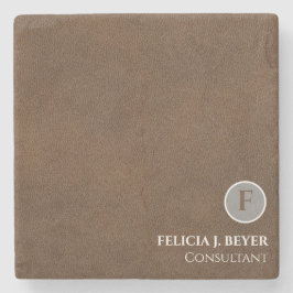 Minimalist Brown Custom Name Stone Drink Coaster Steinuntersetzer