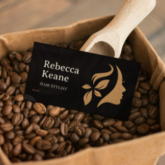 Minimalist Brown Gold Hair Stylist Modern Visitenkarte