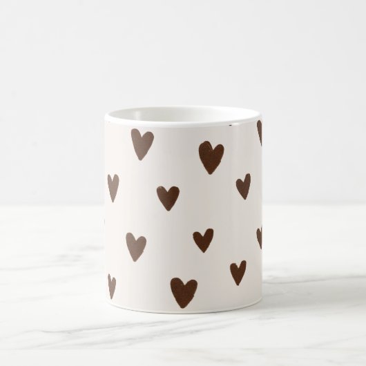 Minimalist Brown Hearts Pattern | Aesthetic Neutra Kaffeetasse (Mittel)