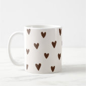 Minimalist Brown Hearts Pattern | Aesthetic Neutra Kaffeetasse (Links)