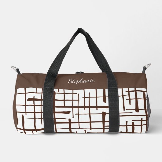 Minimalist Brown Linework | Dink Well Personalized Duffle Bag (Vorderseite)