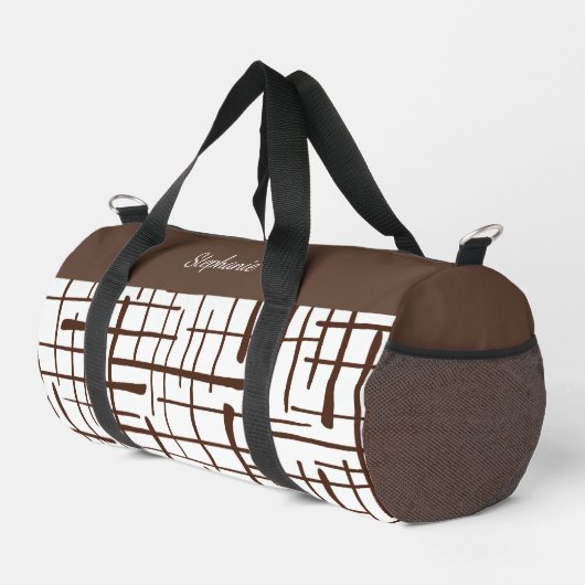 Minimalist Brown Linework | Dink Well Personalized Duffle Bag (Rechte Ecke)