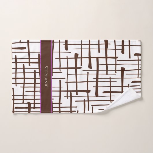 Minimalist Brown Linework Personalized | Dink Well Handtuch (Handtuch)