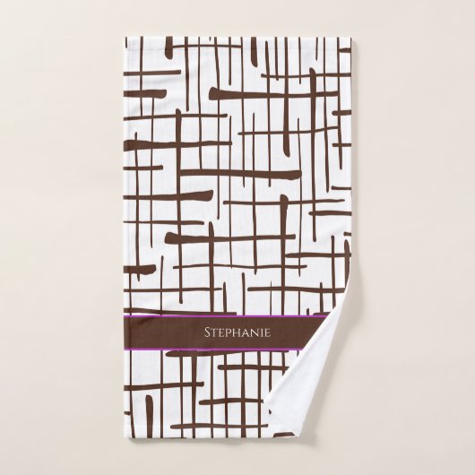 Minimalist Brown Linework Personalized | Dink Well Handtuch (Handtuch)