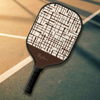 Minimalist Brown Linework Personalized | Dink Well Pickleball Schläger