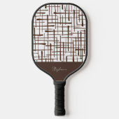 Minimalist Brown Linework Personalized Pickleball Schläger (Vorderseite)