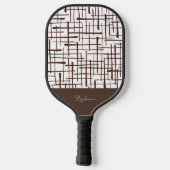 Minimalist Brown Linework Personalized Pickleball Schläger (Rückseite)