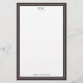 Minimalist Brown Monogram Briefpapier (Vorderseite)