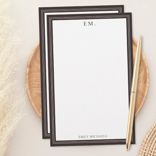 Minimalist Brown Monogram Briefpapier