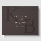 Minimalist Brown Monogram Modern Wedding Gästebuch (Vorderseite)
