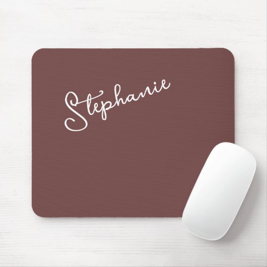 Minimalist Brown Trendy Script Personalized Name  Mousepad (Mit Mouse)