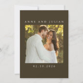 Minimalist Brown Wedding Invitation with a photo Einladung (Vorderseite)