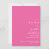 Minimalist Brunch Bubbly Bridal Shower Hot Pink Einladung (Vorderseite)