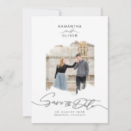 Minimalist Brush Stroke Photo Frame Save the Date Einladung
