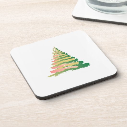Minimalist Brushstroke Christmas Tree Getränkeuntersetzer (Linke Seite)