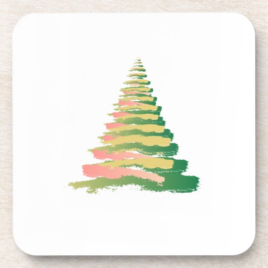 Minimalist Brushstroke Christmas Tree Getränkeuntersetzer (Vorderseite)