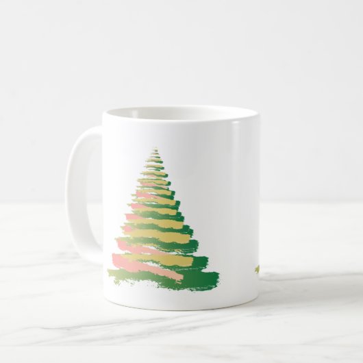 Minimalist Brushstroke Christmas Tree Kaffeetasse (Vorderseite Links)
