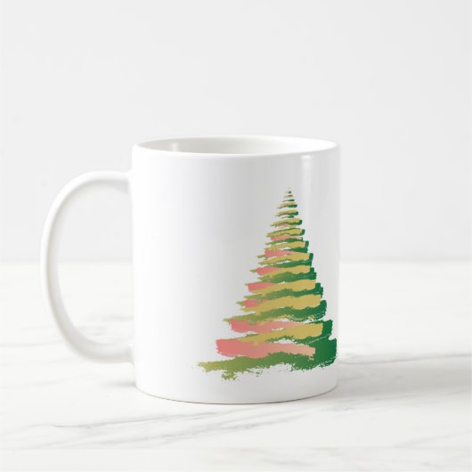 Minimalist Brushstroke Christmas Tree Kaffeetasse (Links)