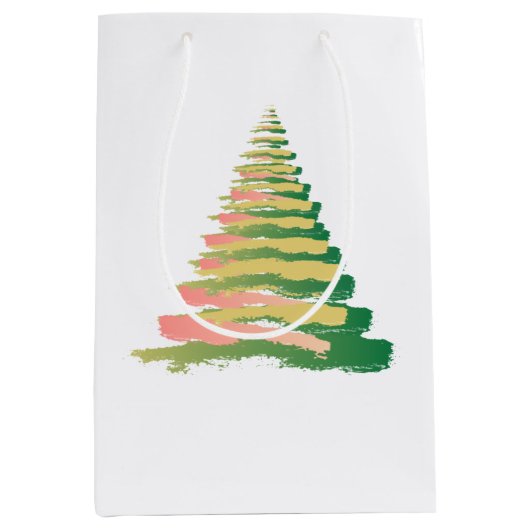 Minimalist Brushstroke Christmas Tree Mittlere Geschenktüte (Vorderseite)