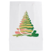 Minimalist Brushstroke Christmas Tree Mittlere Geschenktüte (Rückseite)
