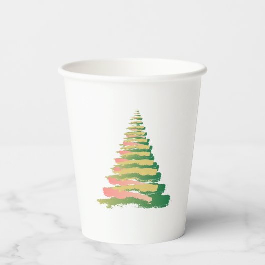 Minimalist Brushstroke Christmas Tree Pappbecher (Rückseite)