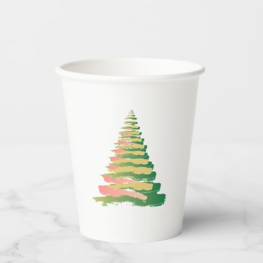 Minimalist Brushstroke Christmas Tree Pappbecher (Vorderseite)
