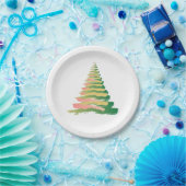 Minimalist Brushstroke Christmas Tree Pappteller (Party)