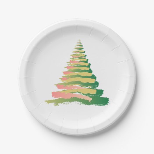 Minimalist Brushstroke Christmas Tree Pappteller (Vorderseite)