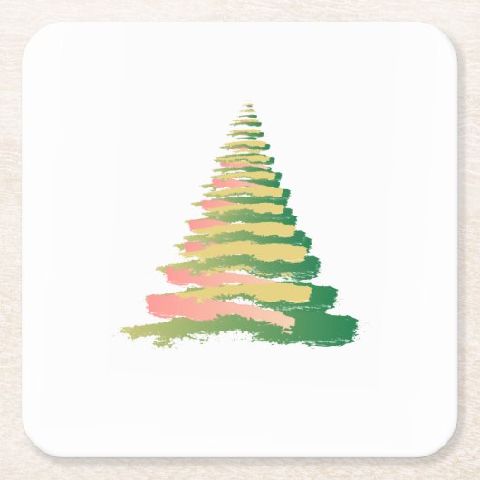 Minimalist Brushstroke Christmas Tree Rechteckiger Pappuntersetzer (Vorderseite)