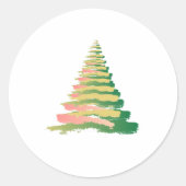 Minimalist Brushstroke Christmas Tree Runder Aufkleber (Vorderseite)