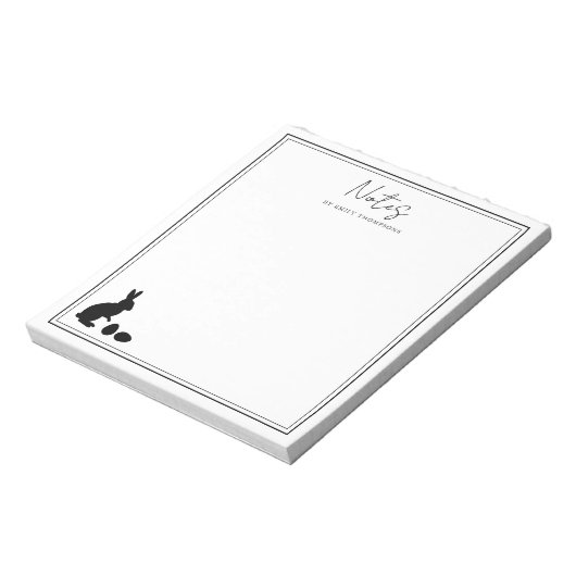 Minimalist Bunny And Eggs In Black Modern Easter Notizblock (Rotiert)