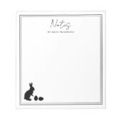 Minimalist Bunny And Eggs In Black Modern Easter Notizblock (Vorderseite)