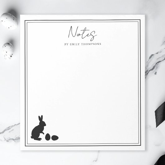 Minimalist Bunny And Eggs In Black Modern Easter Notizblock