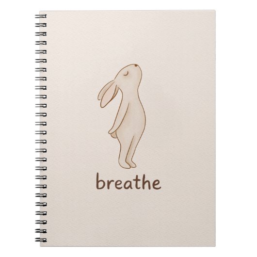 Minimalist Bunny “Breathe” Spiral Notebook Notizblock (Vorderseite)
