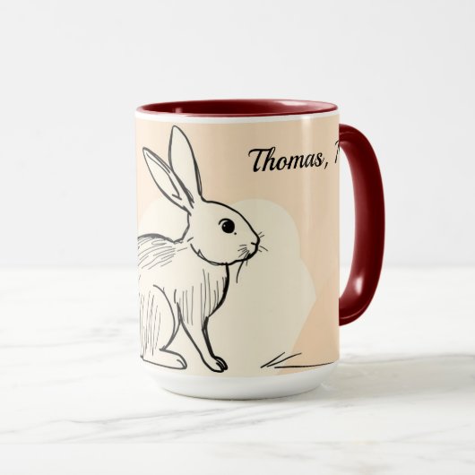 Minimalist Bunny Personalized Coffee Tasse (VorderseiteRechts)