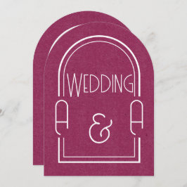 Minimalist Burgundy and White Arch Wedding Einladung