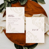 Minimalist Burgundy Cream Classic Damask Wedding Einladung