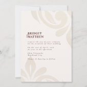 Minimalist Burgundy Cream Classic Damask Wedding Einladung (Vorderseite)