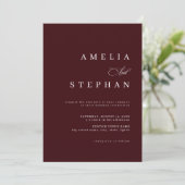 Minimalist Burgundy Elegant Stylish Wedding Einladung (Stehend Vorderseite)