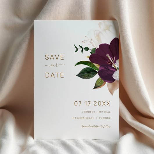 Minimalist Burgundy & Gold SAVE THE DATE Einladung