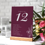 Minimalist Burgundy Modern Classic Wedding Names Tischnummer<br><div class="desc">Minimalist Burgundy Modern Classic Wedding Names Table Number</div>