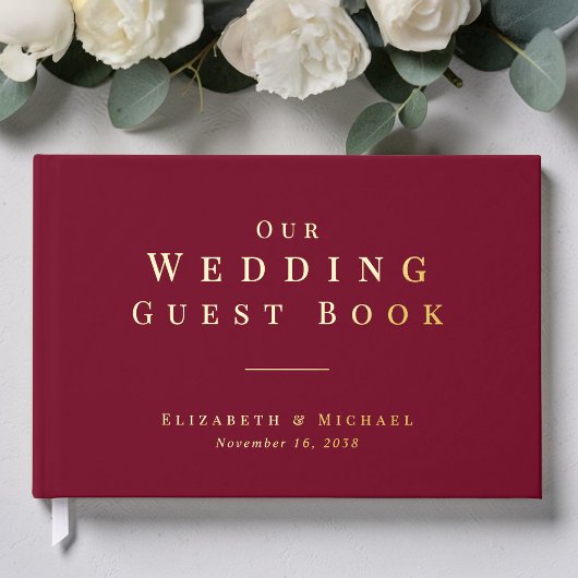 Minimalist Burgundy Wedding Gästebuch