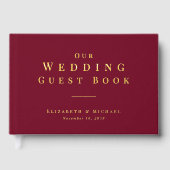 Minimalist Burgundy Wedding Gästebuch (Vorderseite)