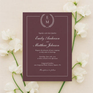 Minimalist Burgundy Wedding Invitation Einladung